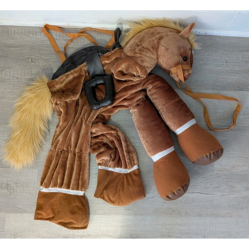 Plush Horse Pony 3D Halloween Costume 2-4 Yrs Suspenders Saddle Dress Up